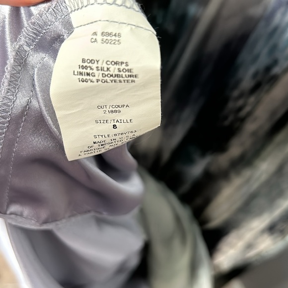 ABS Allen Schwartz Silk Print Strapless Gown with open back sz 8 - Picture 12 of 17